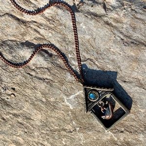 Labradorite Crystal and Bird House Necklace